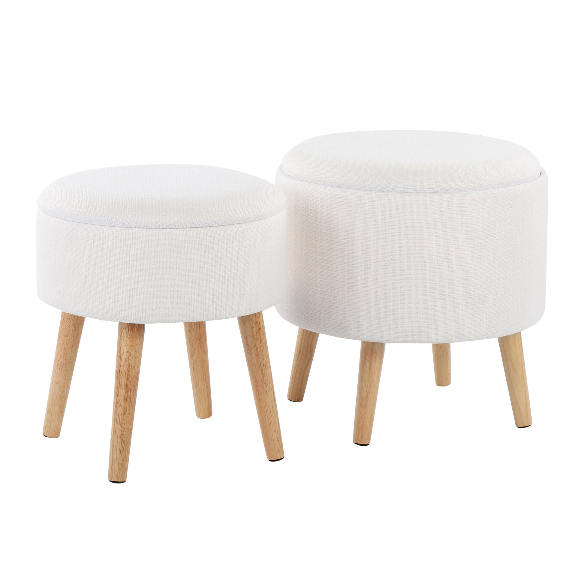 Tray Contemporary Storage Ottoman with Matching Stool cream-foam-fabric