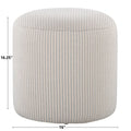 Round Pouf in Knitted Grey and White Fabric by