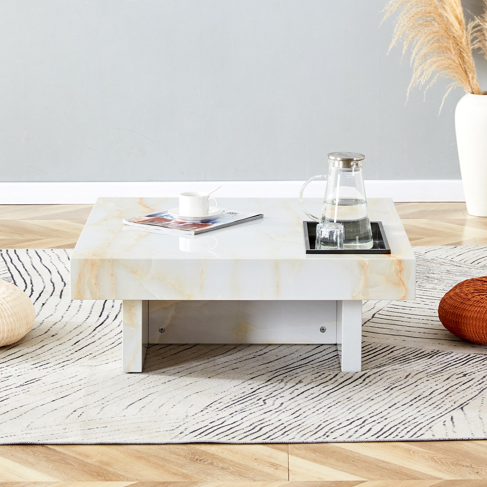 A modern and practical coffee table with imitation white-mdf