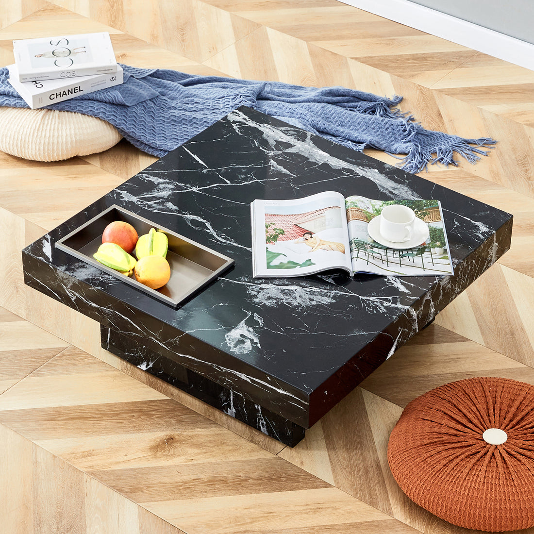 A modern and practical coffee table with black and white-mdf