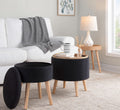 Tray Contemporary Storage Ottoman with Matching Stool black-foam-velvet