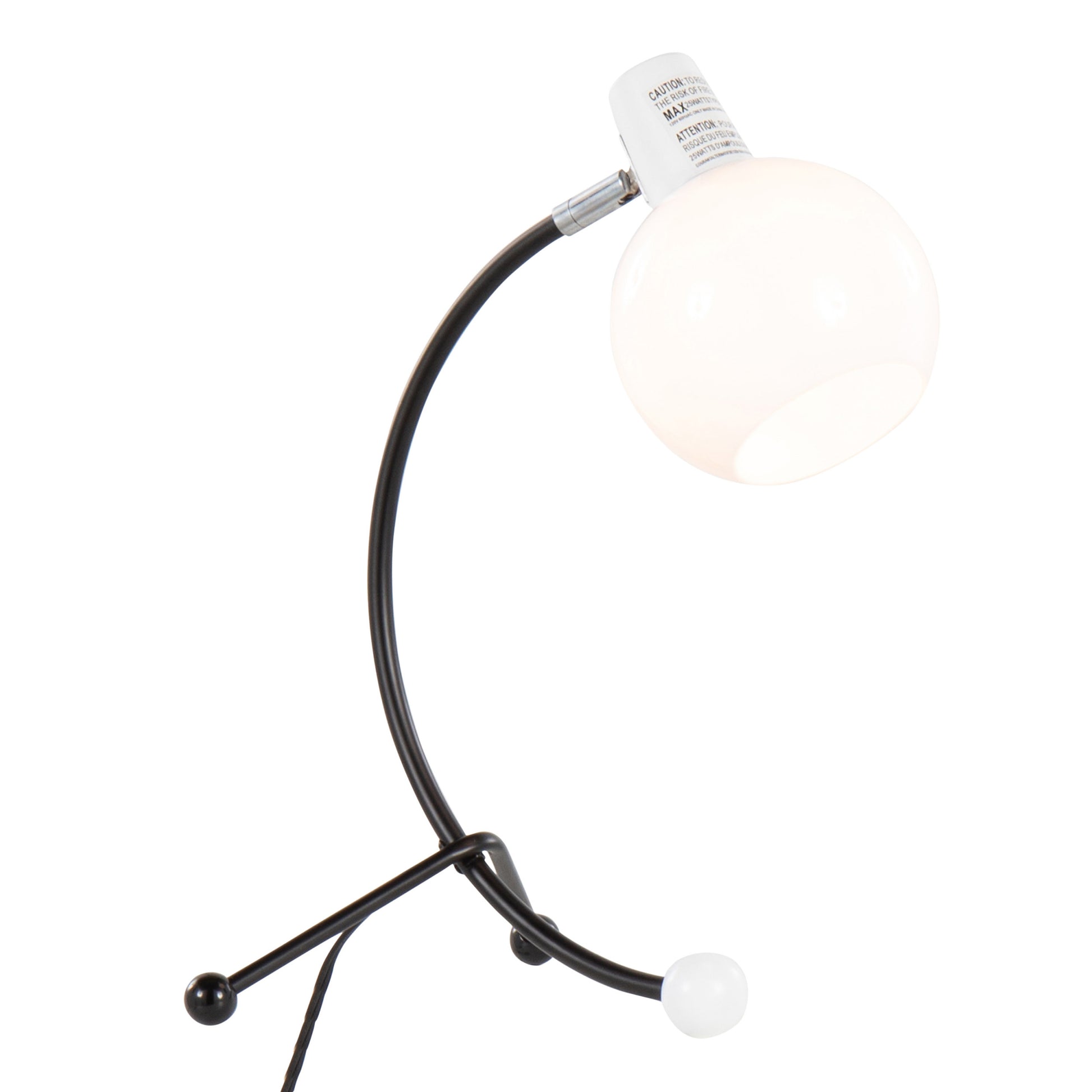 Eileen Contemporary Task Lamp in Black Metal and White black-metal