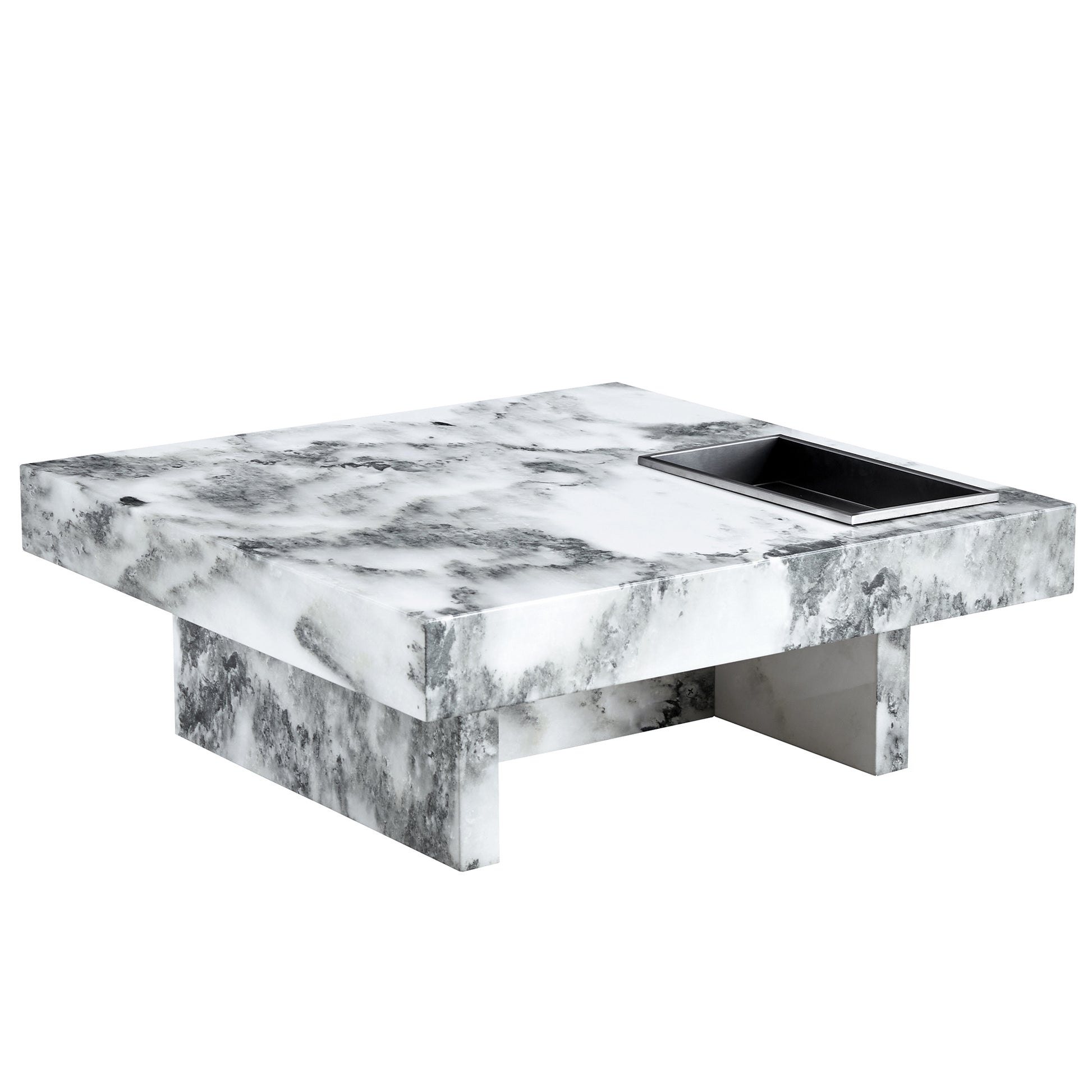 A modern and practical coffee table, black and white white-mdf