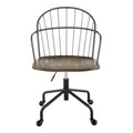 Riley Farmhouse Adjustable Office Chair in Black Metal black-wood