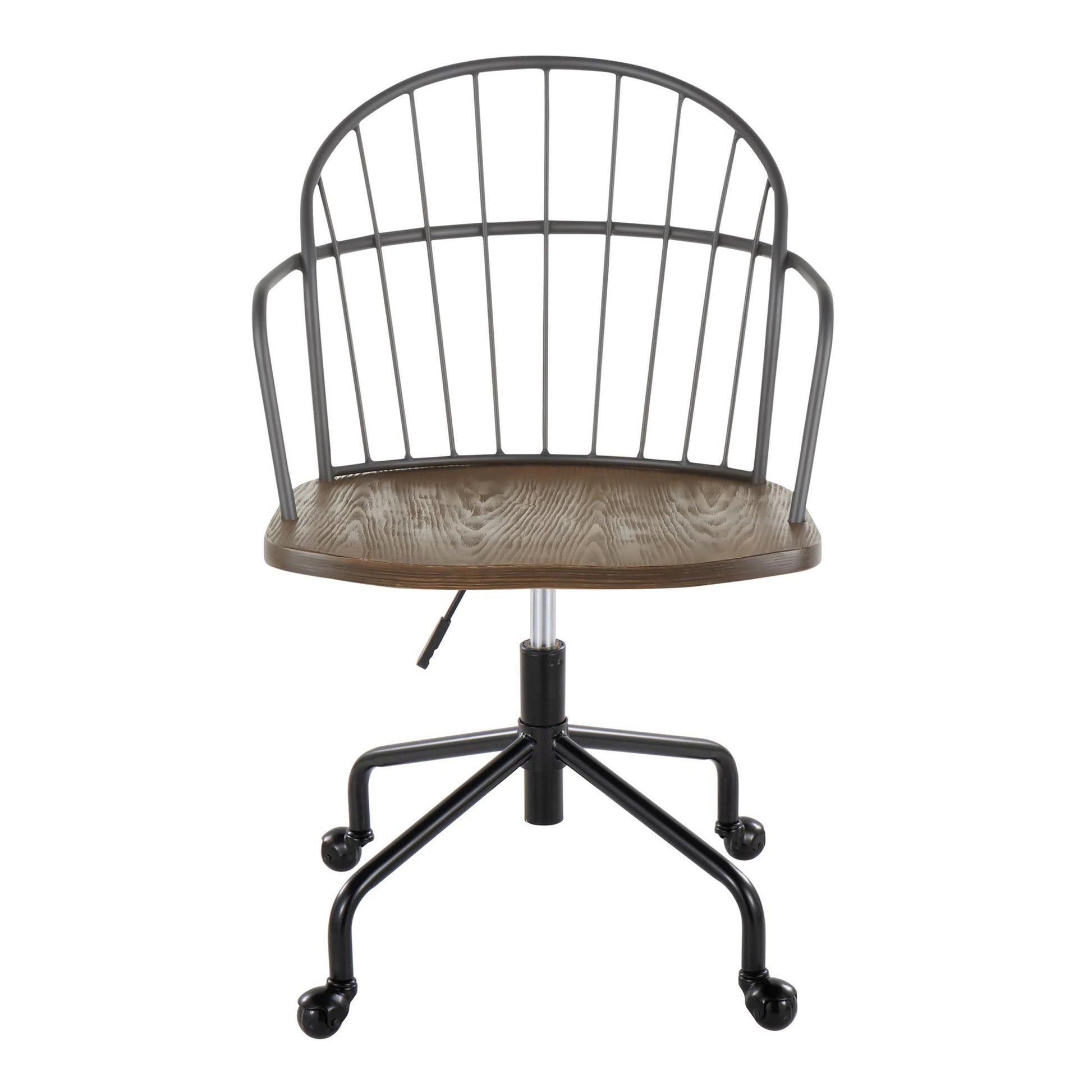 Riley Farmhouse Adjustable Office Chair in Black Metal black-wood