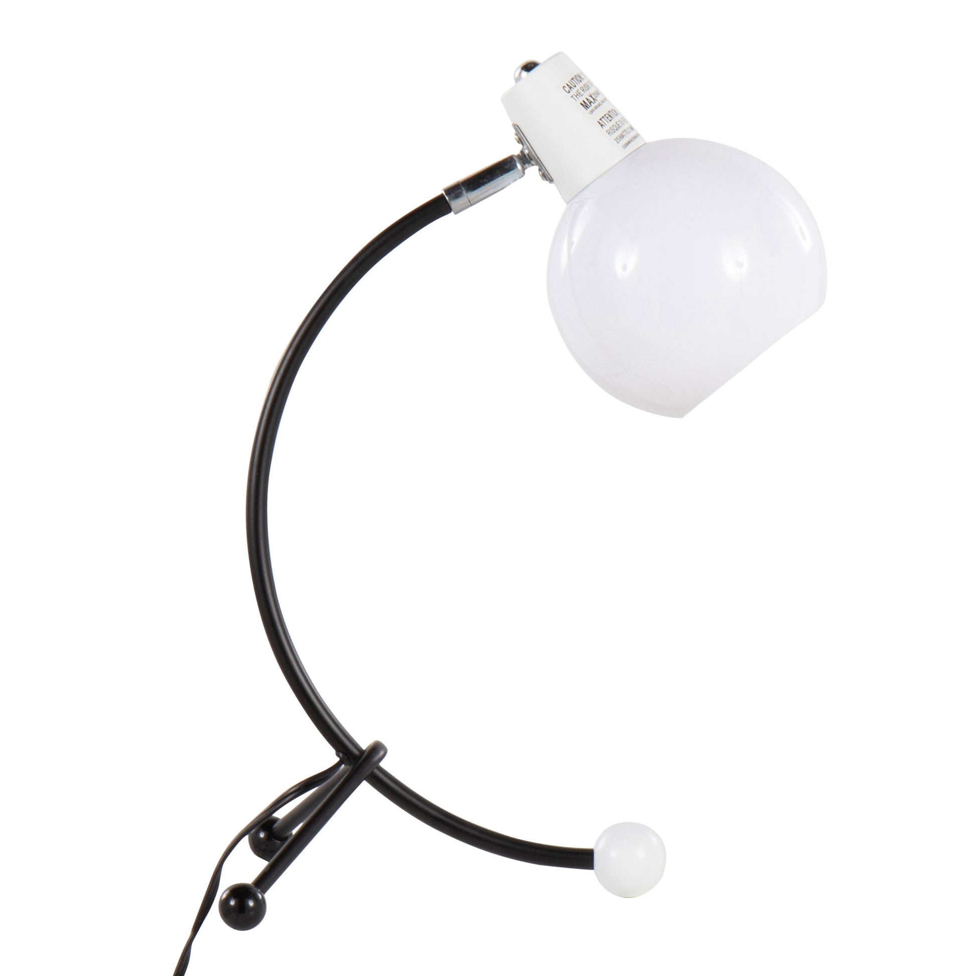 Eileen Contemporary Task Lamp in Black Metal and White black-metal