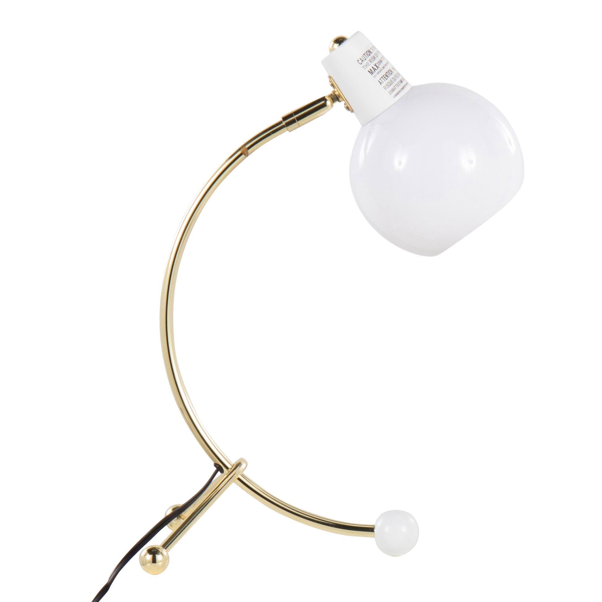 Eileen Contemporary Task Lamp in Gold Metal and White gold-metal