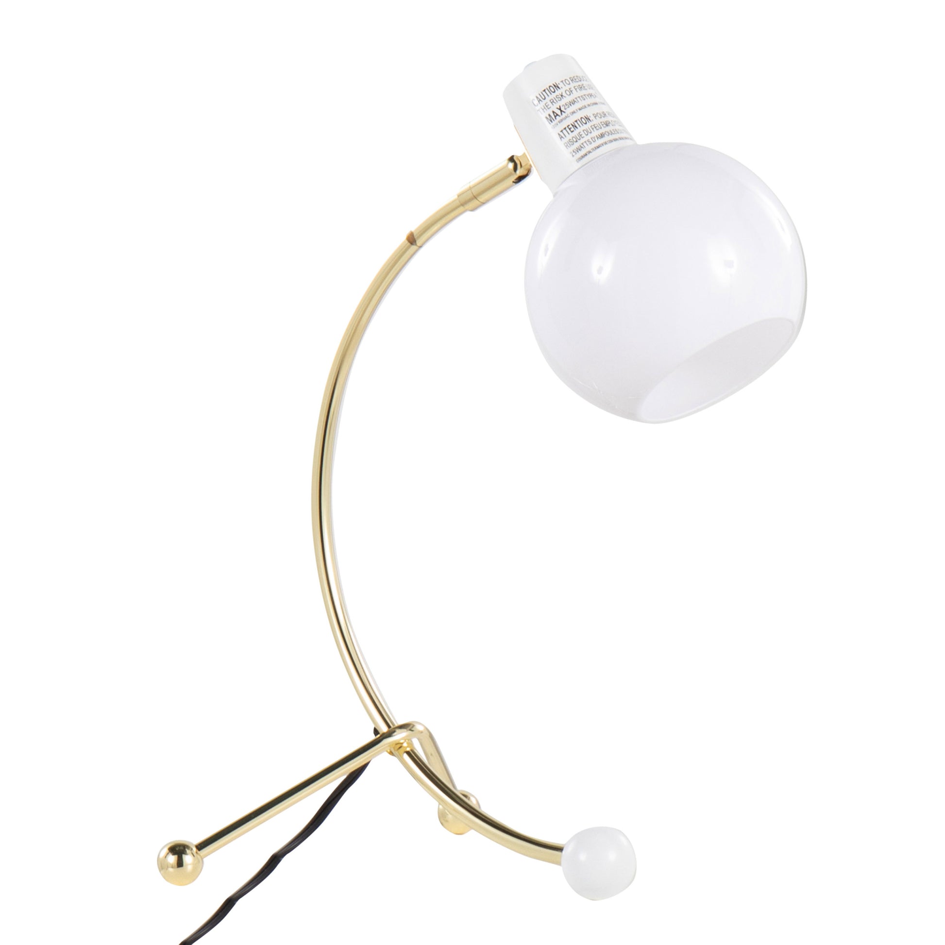 Eileen Contemporary Task Lamp in Gold Metal and White gold-metal