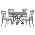 5 Piece Retro Functional Dining Table Set grey-solid wood