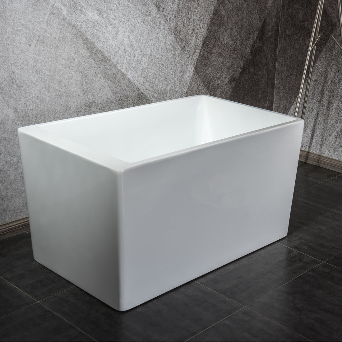 Freestanding Acrylic Flatbottom Soaking Tub Bathtub in white-acrylic