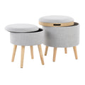 Tray Contemporary Storage Ottoman with Matching Stool grey-foam-fabric