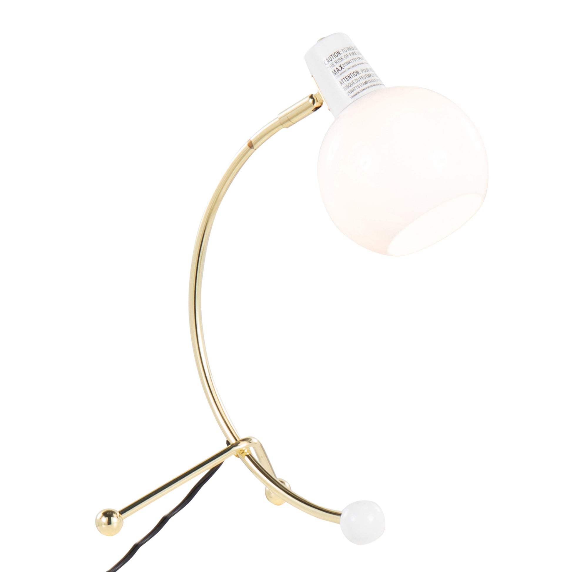 Eileen Contemporary Task Lamp in Gold Metal and White gold-metal