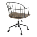 Riley Farmhouse Adjustable Office Chair in Black Metal black-wood