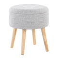 Tray Contemporary Storage Ottoman with Matching Stool grey-foam-fabric