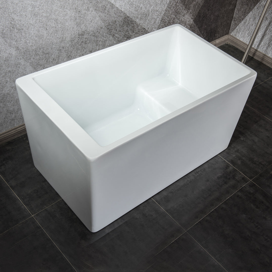 Freestanding Acrylic Flatbottom Soaking Tub Bathtub in white-acrylic