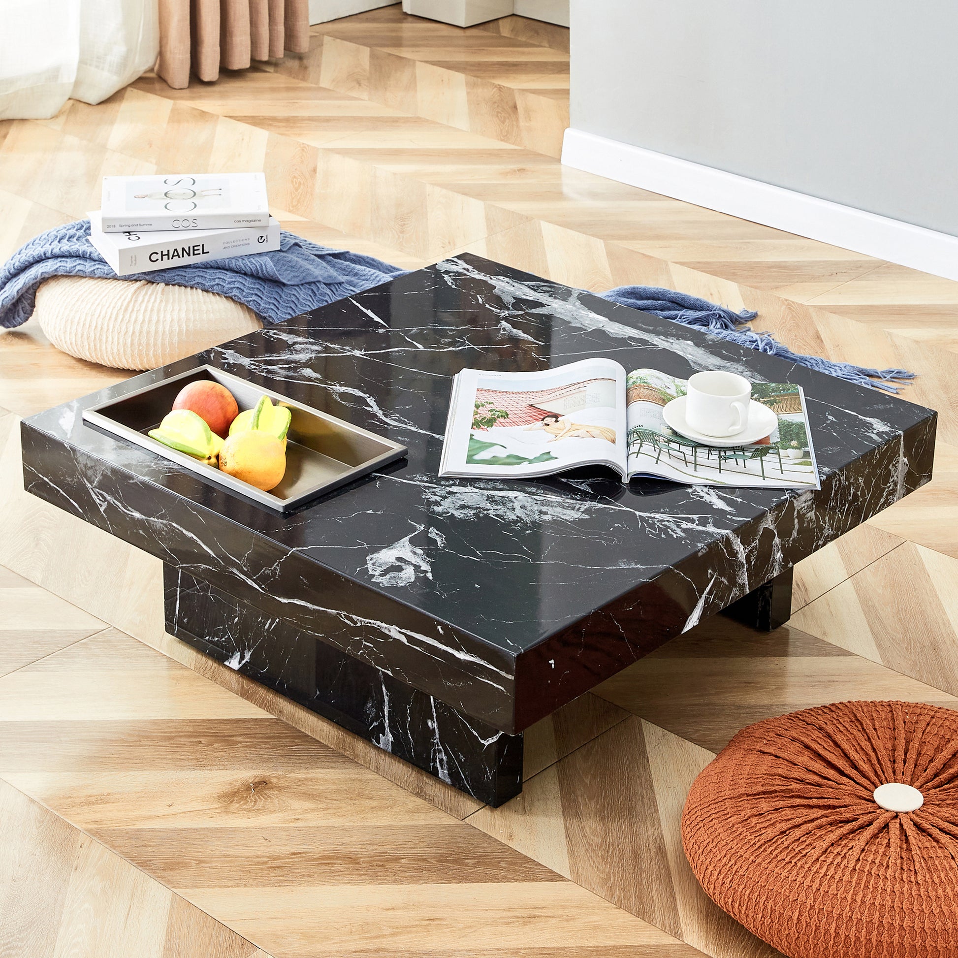 A modern and practical coffee table made of MDF black-mdf