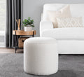 Round Pouf in Knitted Grey and White Fabric by