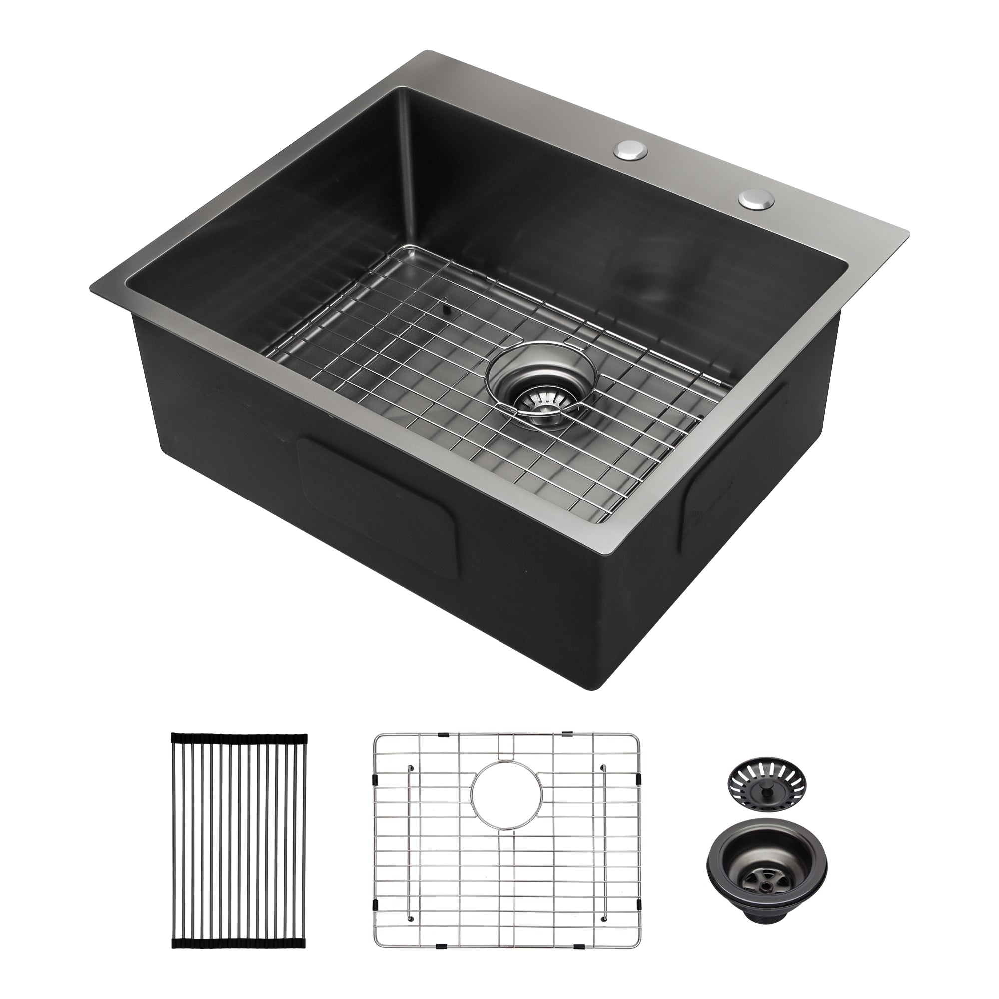 25x22 inch Drop in Kitchen Sink Gunmetal Black