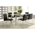 Black Color Leatherette 2pcs Dining Chairs Chrome black-dining room-contemporary-modern-side