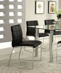 Black Color Leatherette 2pcs Dining Chairs Chrome black-dining room-contemporary-modern-side