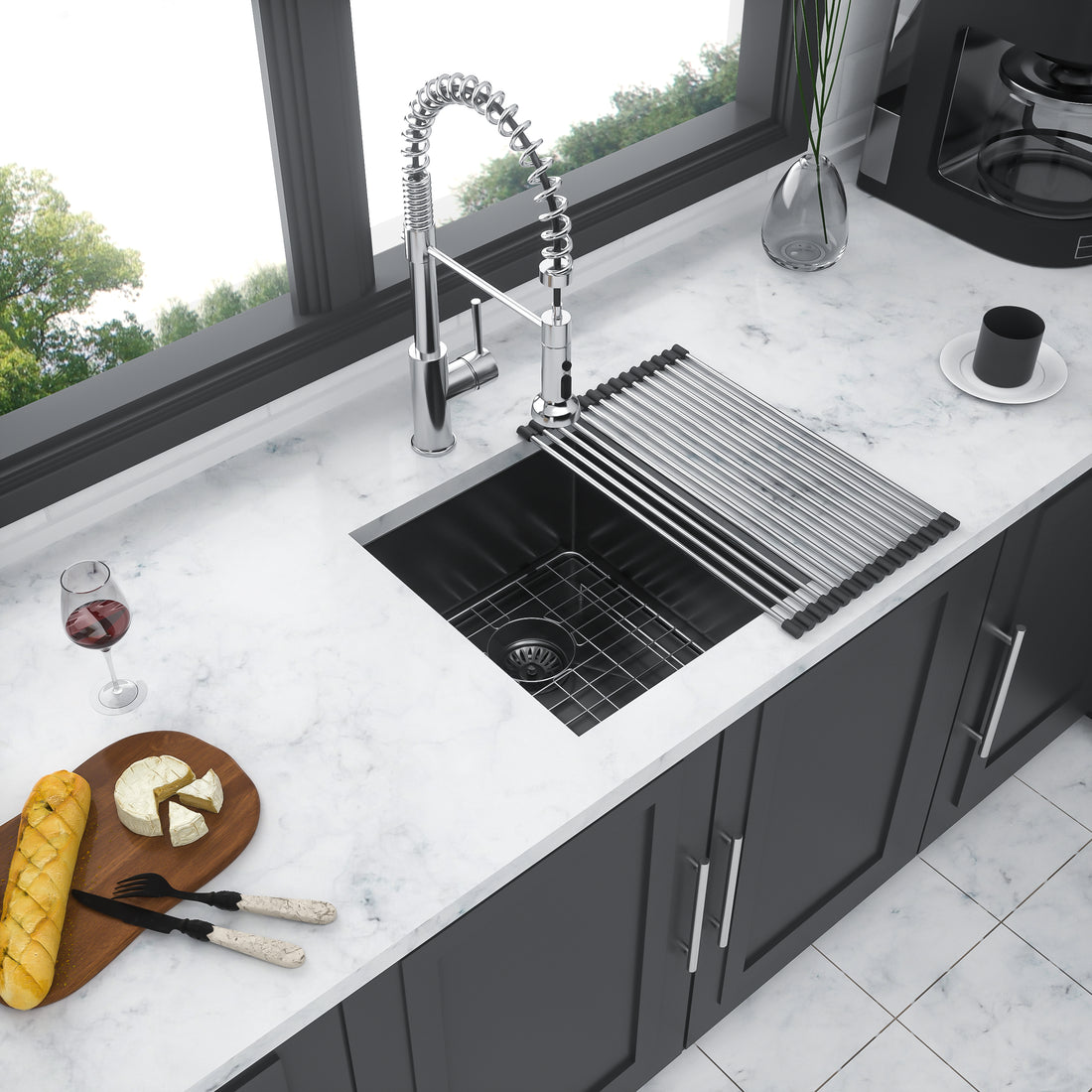 Gunmetal Black Kitchen Sink 15"x 17"x 10"