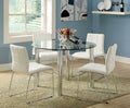 White Color Leatherette 2pcs Dining Chairs Chrome white-dining room-contemporary-modern-side