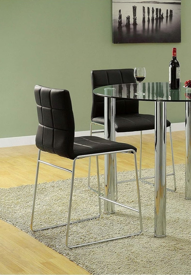 Black Color Leatherette 2pcs Counter Height Dining black-dining room-contemporary-modern-solid