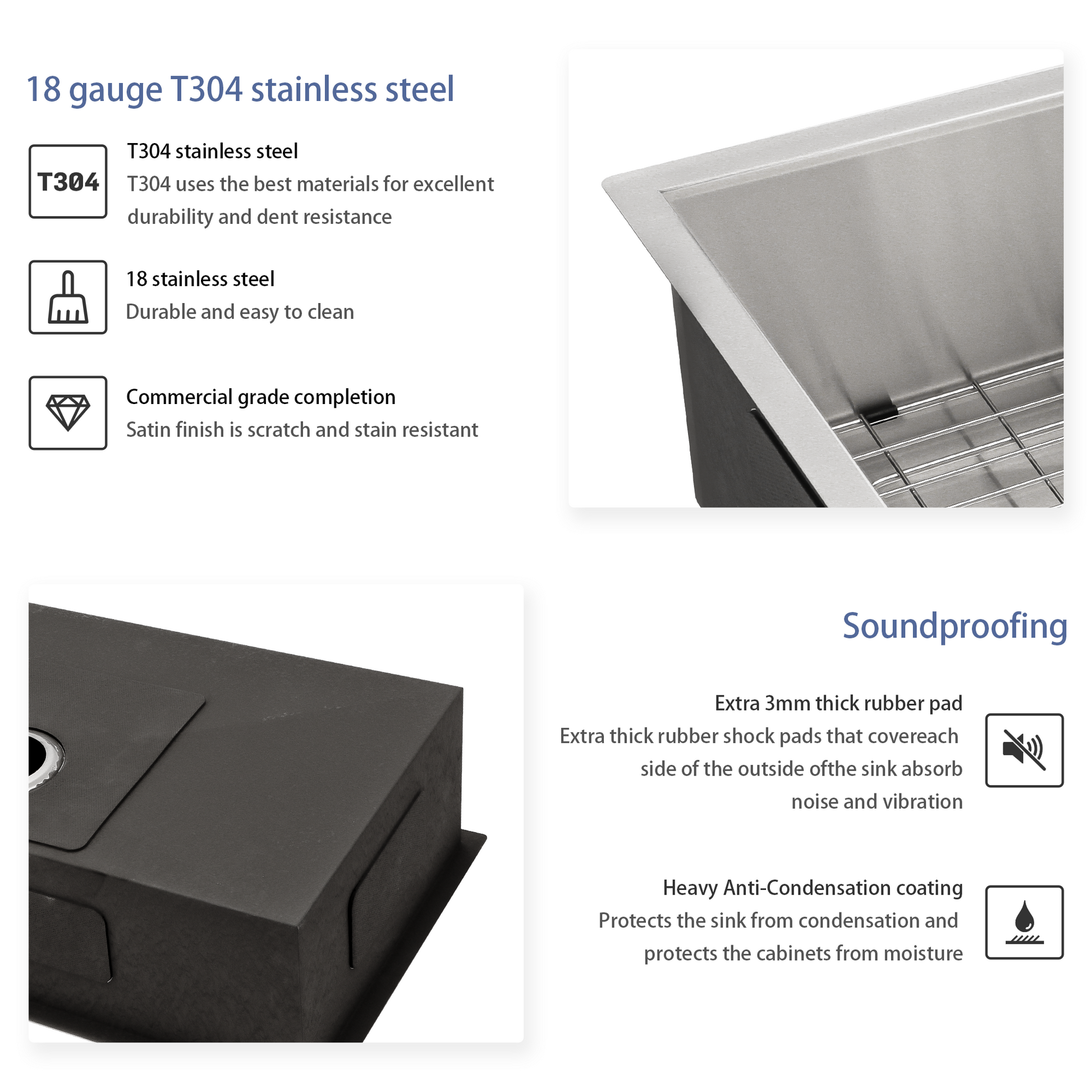 33 Inch Undermount Sink 33"x19"x9" Undermount brushed nickel-stainless steel