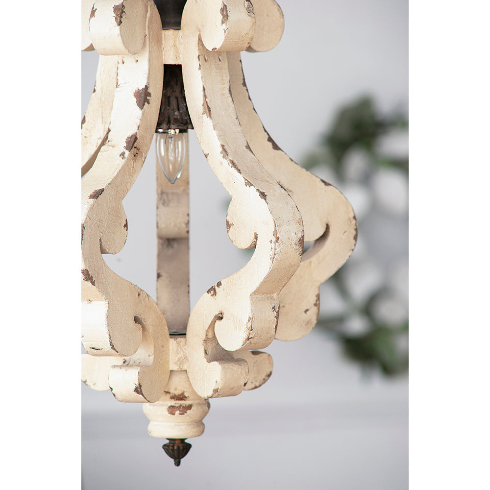 Farmhouse Chandeliar, Distressed White Pendant