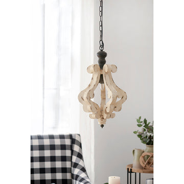 Farmhouse Chandeliar, Distressed White Pendant