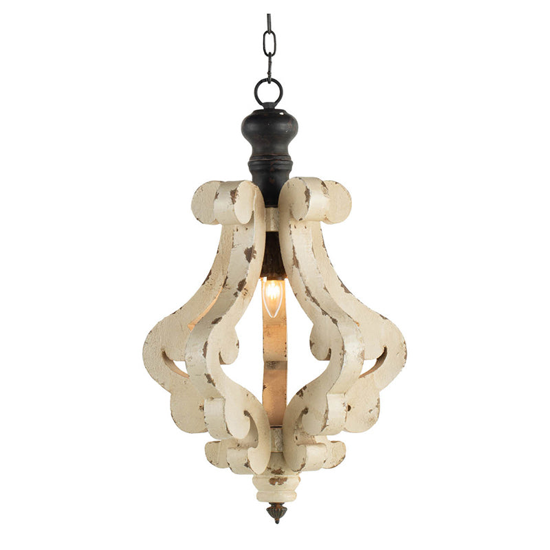 Farmhouse Chandeliar, Distressed White Pendant