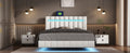 Queen Size Floating Bed Frame With Led Lights And