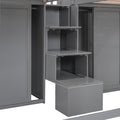 Double Twin Loft Beds with Wardrobes and Staircase gray-solid wood+mdf