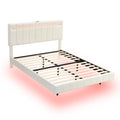 Queen Size Floating Bed Frame With Led Lights And