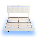 Queen Size Floating Bed Frame With Led Lights And