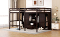 Double Twin Loft Beds with Wardrobes and Staircase espresso-solid wood+mdf