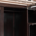 Double Twin Loft Beds with Wardrobes and Staircase espresso-solid wood+mdf