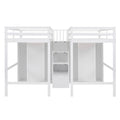 Double Twin Loft Beds with Wardrobes and Staircase white-solid wood+mdf