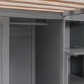 Double Twin Loft Beds with Wardrobes and Staircase gray-solid wood+mdf