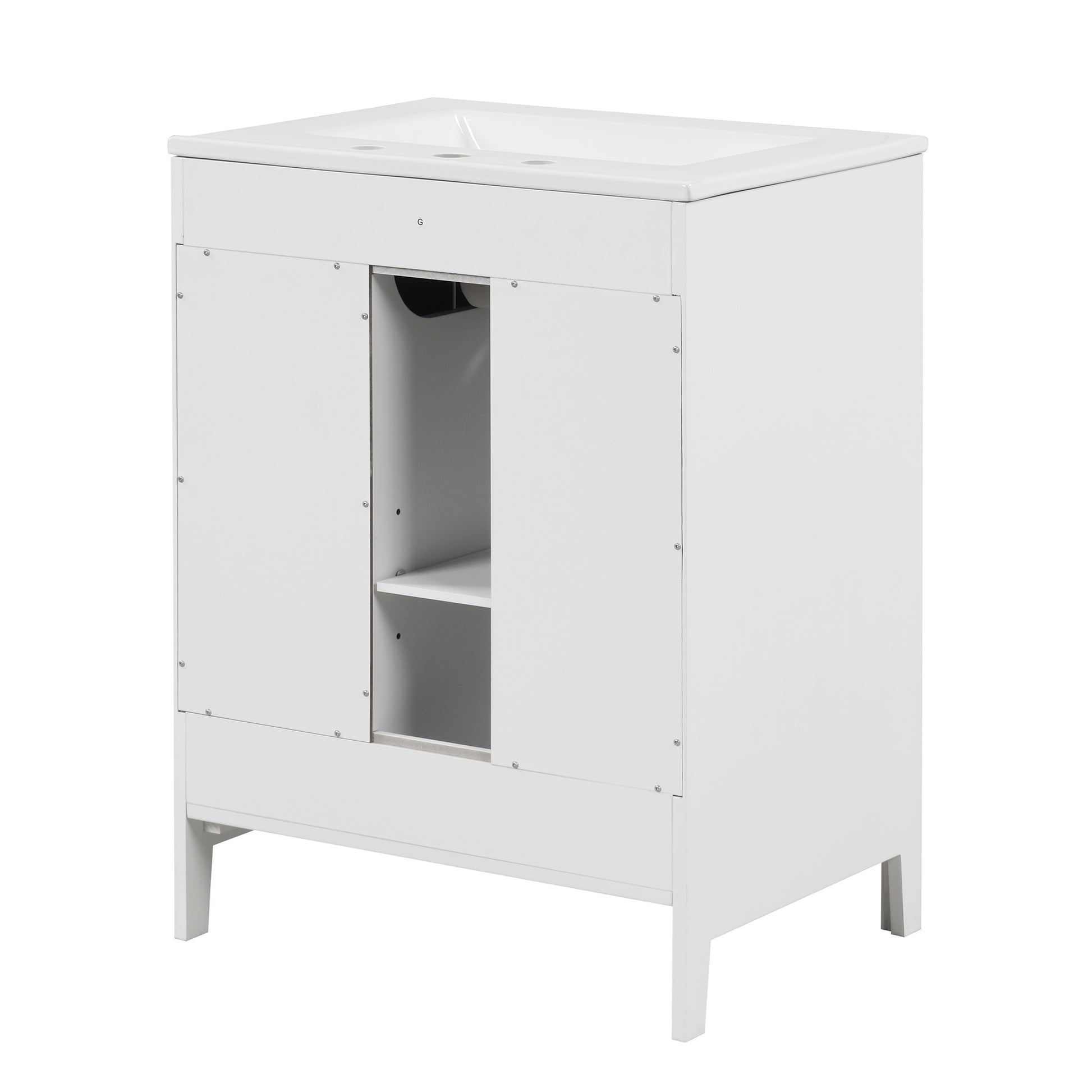 24" Bathroom Vanity with Sink, Bathroom Vanity Cabinet white-solid wood+mdf