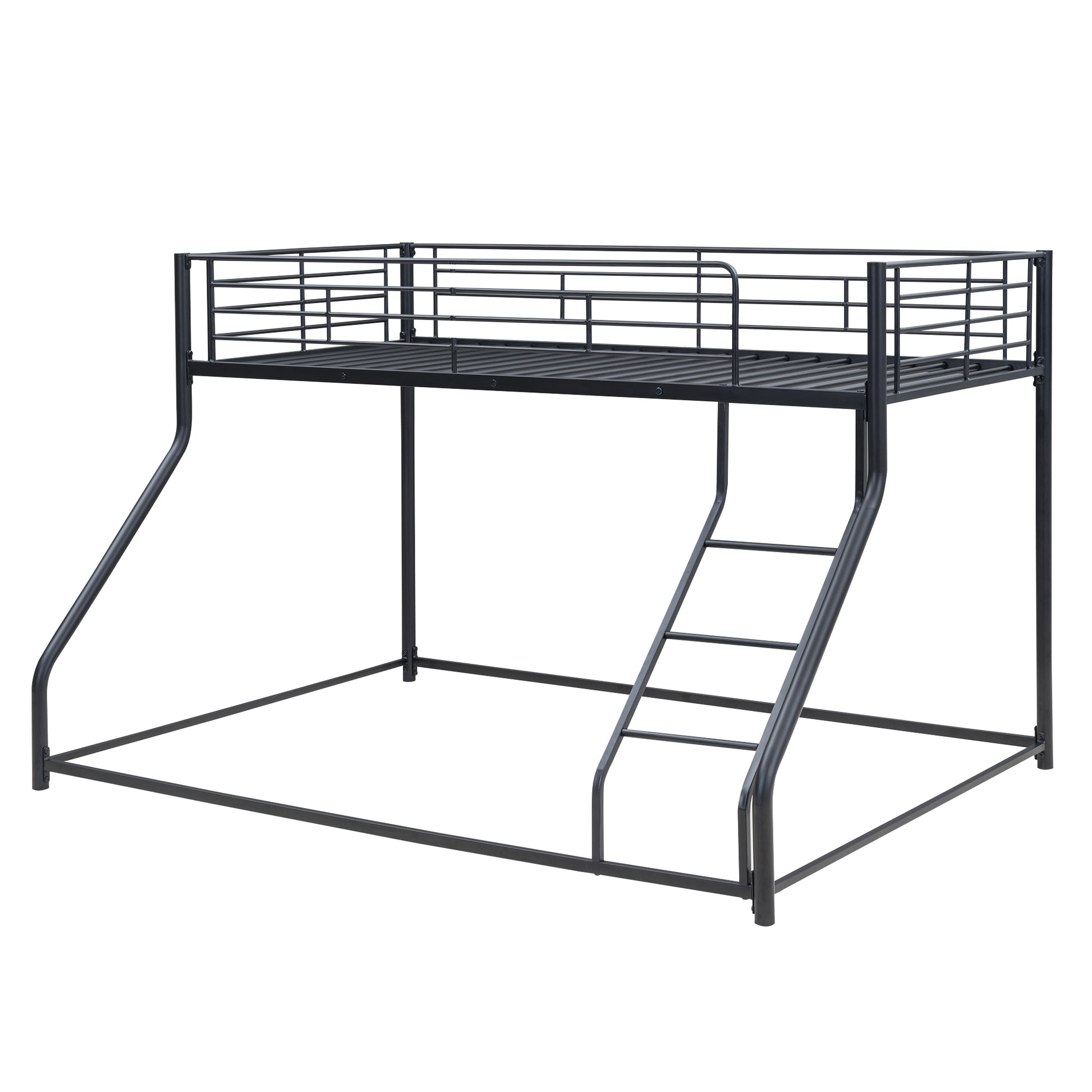 Metal Floor Bunk Bed, Twin XL over Queen, Black black-metal