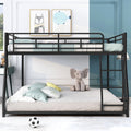 Metal Floor Bunk Bed, Full XL over Queen, Black black-metal