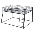 Metal Floor Bunk Bed, Full XL over Queen, Black black-metal