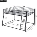 Metal Floor Bunk Bed, Full XL over Queen, Black black-metal