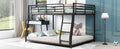 Metal Floor Bunk Bed, Full XL over Queen, Black black-metal