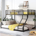 Metal Floor Bunk Bed, Twin XL over Queen, Black black-metal