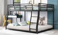 Metal Floor Bunk Bed, Full XL over Queen, Black black-metal