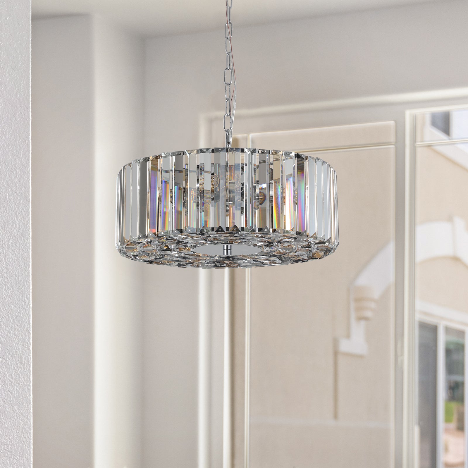 Modern Crystal Chandelier for Living Room Round transparent-modern-crystal