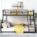 Metal Floor Bunk Bed, Twin XL over Queen, Black black-metal