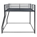 Metal Floor Bunk Bed, Full XL over Queen, Black black-metal